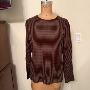 Lauren Ralph Lauren Brown Striped Long Sleeve T-Shirt